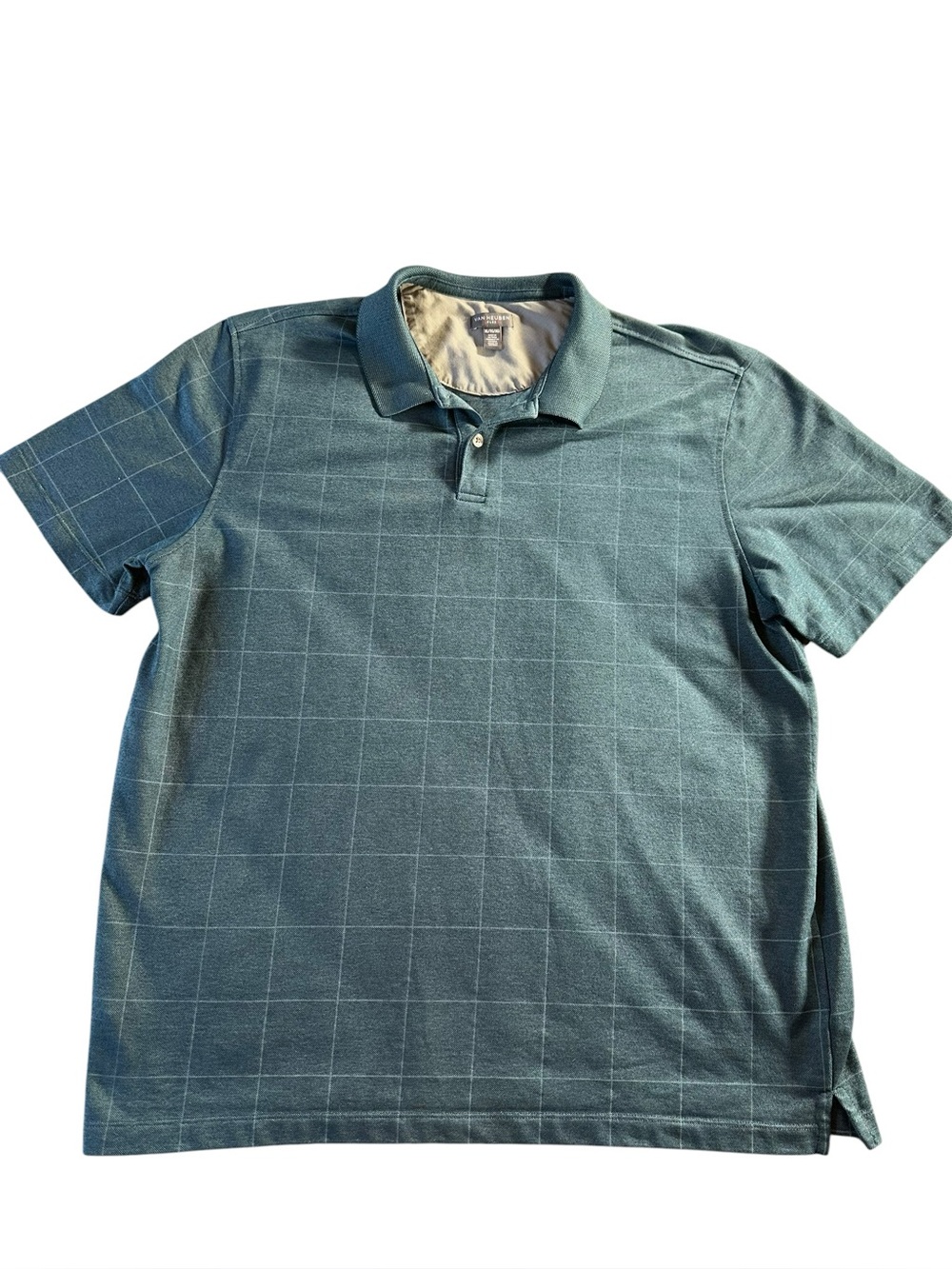 Van Heusen Men’s Teal Windowpane Polo Shirt XL